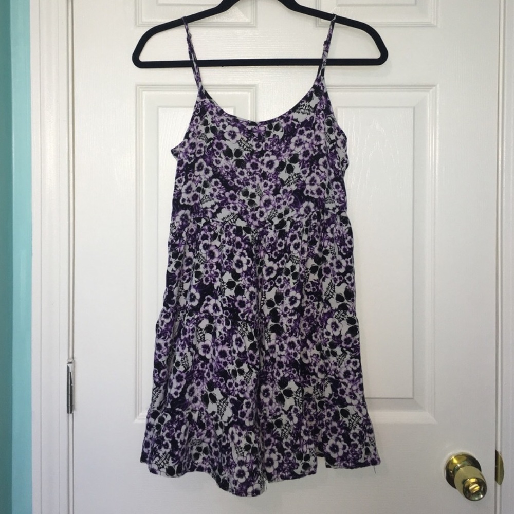 Hot Topic Skeleton Floral Print Swing Dress